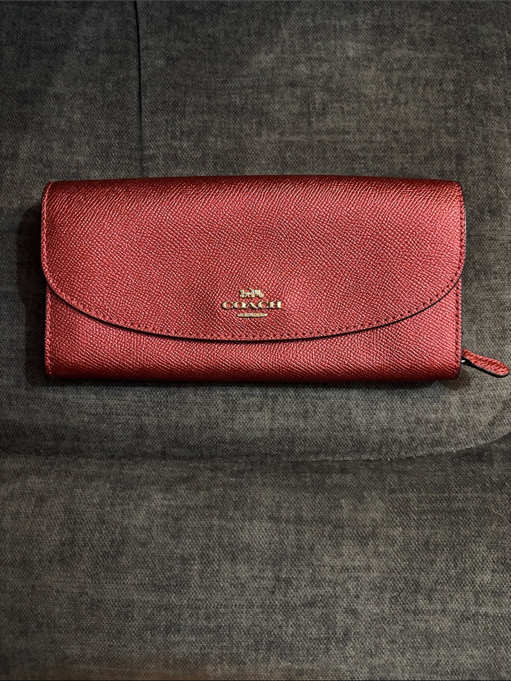 Coach Metallic Crossgrain Slim Envelope Wallet -